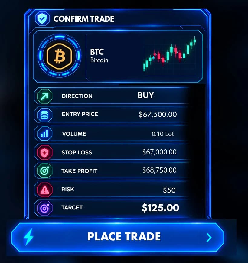 Trade confirmation summary for a BTC buy